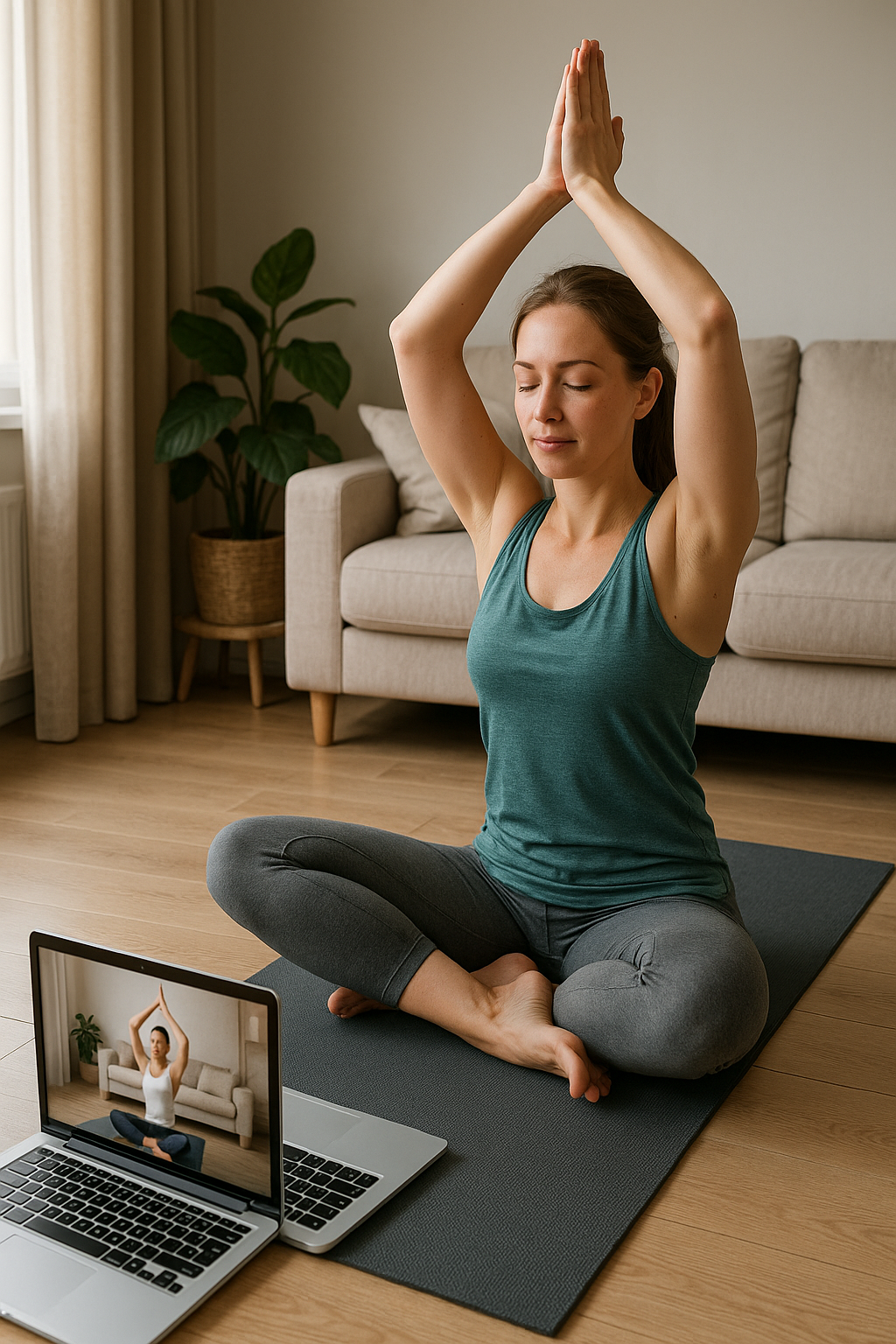 Yoga online: entdecke die Freiheit, überall zu praktizieren - Illustration