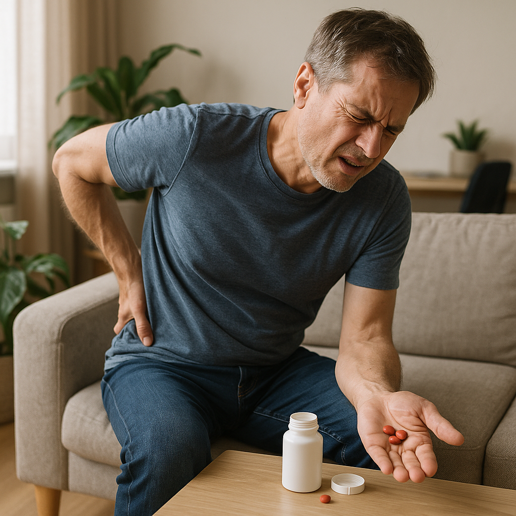 Ibuprofen bei Rückenschmerzen: kurzzeitige Linderung mit Vorsicht genießen - Illustration
