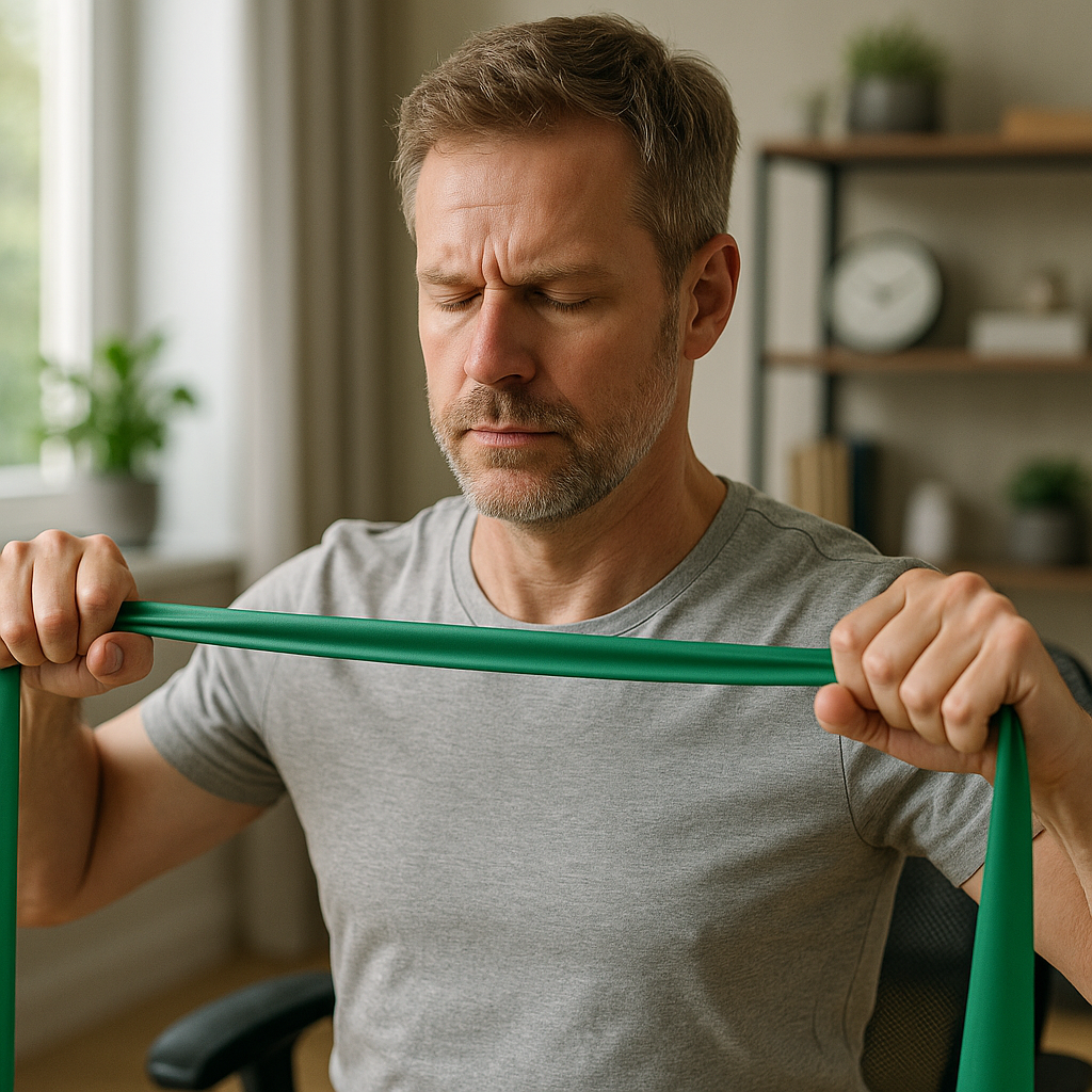 Übungsleser: effektive elastikübungen für schultern und nacken