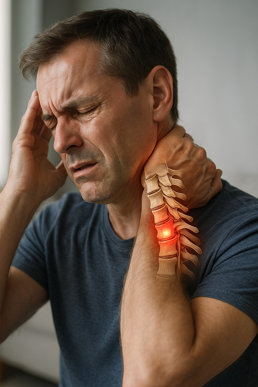 Erkennen und verstehen: Symptome der spinalstenose der halswirbelsäule - Illustration